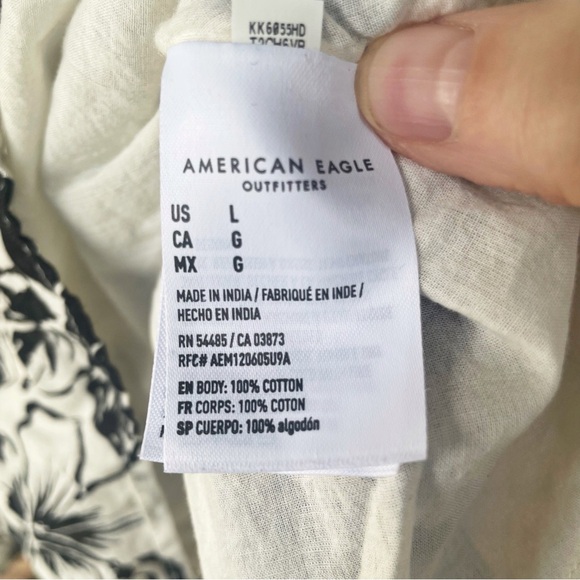 AE Outfitters Shoreline Smocked Floral Mini Dress Black/Cream Size Large - Picture 12 of 12